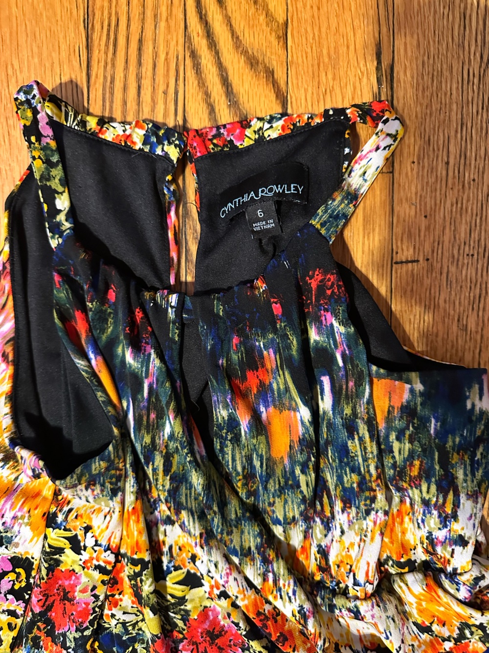 Cynthia Rowley Black Multicolor Abstract Print Dress - Picture 3 of 4